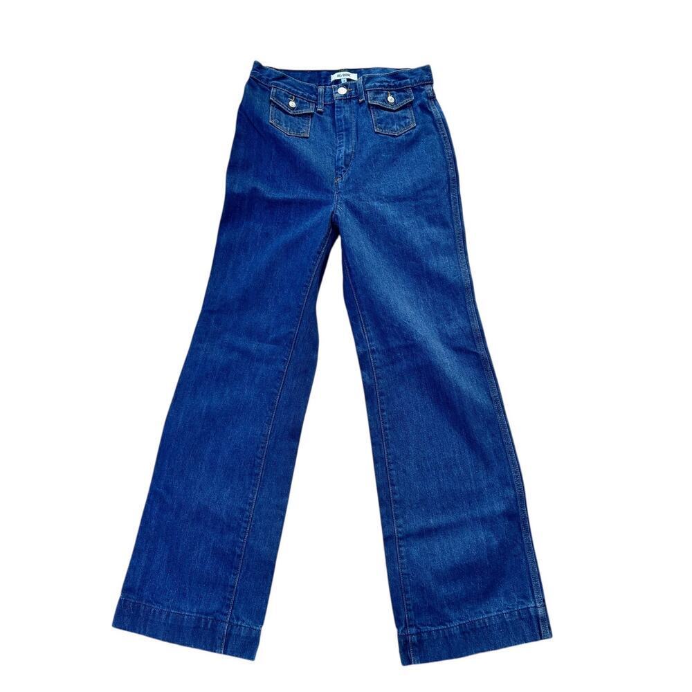 Re/Done Denim Jean Size 28 100% Cotton Wide-Leg High-Rise Patch Pocket